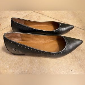 Frye Leather Micro Stud Ballet Flat Pewter Color